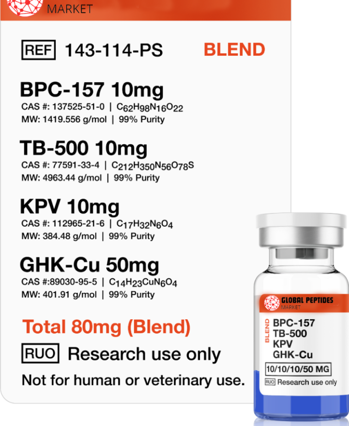 BPC-157, TB-500, KPV, GHK-Cu 80mg (Klow Blend)