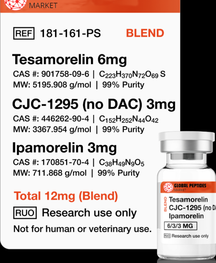 Tesamorelin, CJC-1295 (no DAC), Ipamorelin 12mg (Blend)